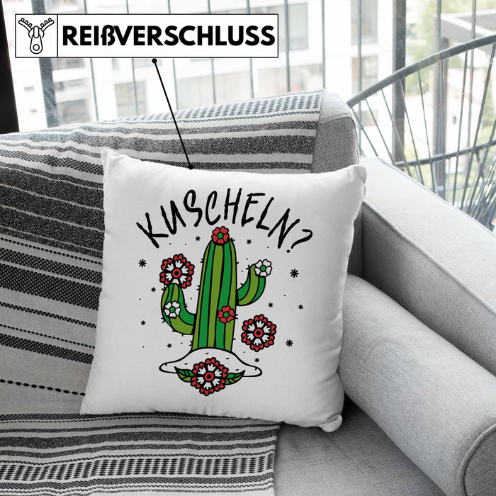 Kaktus Kissen mit Füllung 40x40 Geschenk Kuscheln Sarkasmus Humor Geschenkidee Kaktus-Liebhaber Frauen (Grau) Rosa Trendation