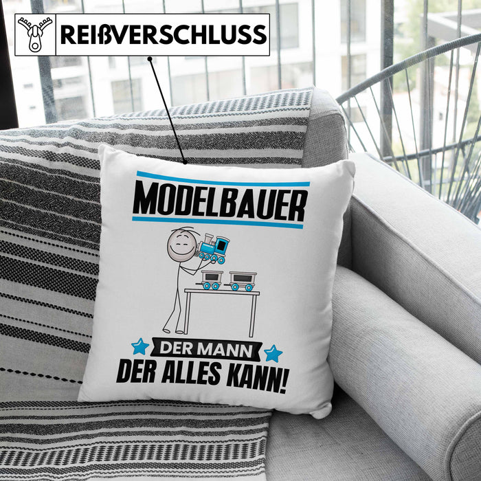 Modelbauer Kissen mit Füllung 40x40 Geschenk für Modelbauer Der Mann Der Alles Kann Geschenkidee zum Geburtstag (Grau) Rosa Trendation