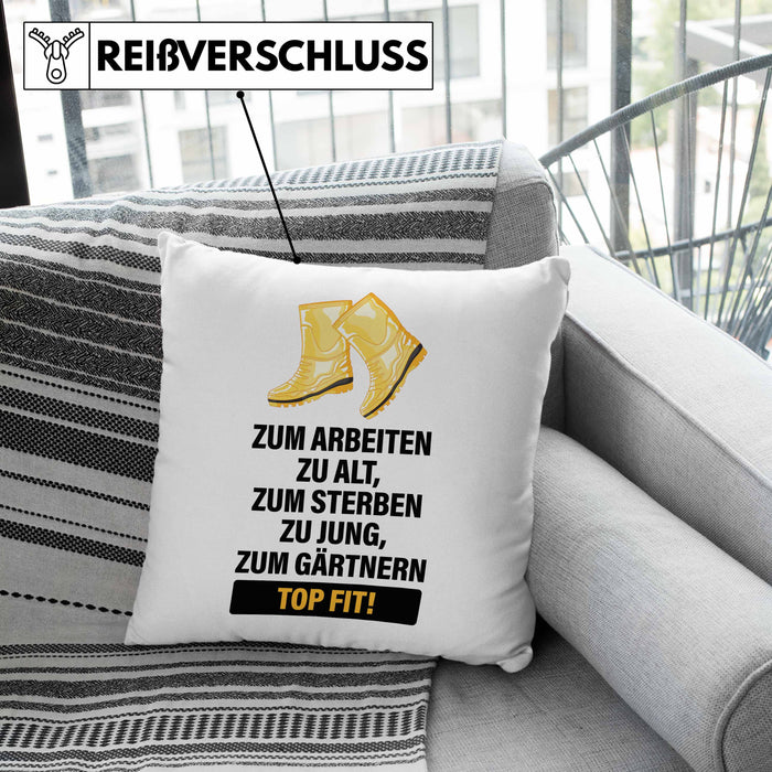 Gärtner Kissen mit Füllung 40x40 mit Spruch Garten Hobbygärtner Gärtner Geschenk Lustig Gärtnerin Geschenkidee (Grau) Grau Trendation