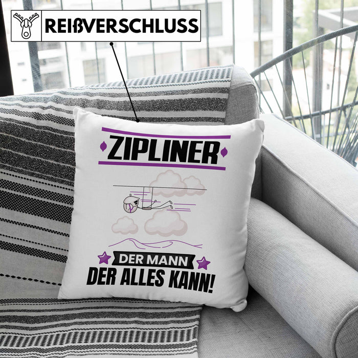 Zipliner Kissen mit Füllung 40x40 Geschenk für Zipliner Der Mann Der Alles Kann Geschenkidee zum Geburtstag (Grau) Grün Trendation