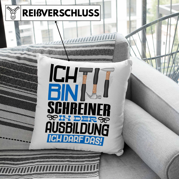 Schreiner Ausbildung Kissen mit Füllung 40x40 Geschenk Ich Bin Schreiner In Der Ausbildung Ich Darf Das Geschenkidee Spruch (Grau) Rosa Trendation