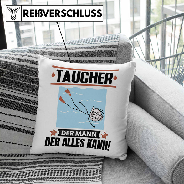 Taucher Kissen mit Füllung 40x40 Geschenk für Taucher Der Mann Der Alles Kann Geschenkidee zum Geburtstag (Grau) Grau Trendation
