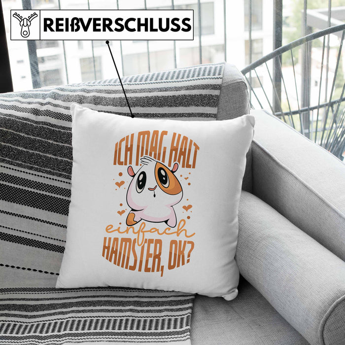 Trendation Lustige Kissen mit Füllung 40x40 für Hamster Besitzer als Geschenkidee Hamster Fan Ich Mag Halt Einfach Hamster (Grau) Grau Trendation