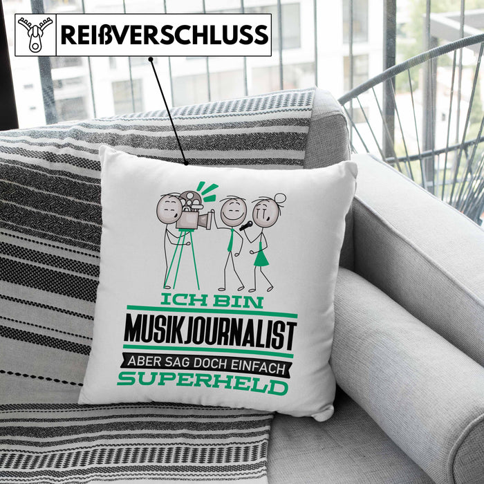 Musikjournalist Geschenk Kissen mit Füllung 40x40 Ich Bin Musikjournalist Aber Sag Doch Einfach Superheld Lustige Geschenkdiee für Musikjournalist (Grau) Grün Trendation