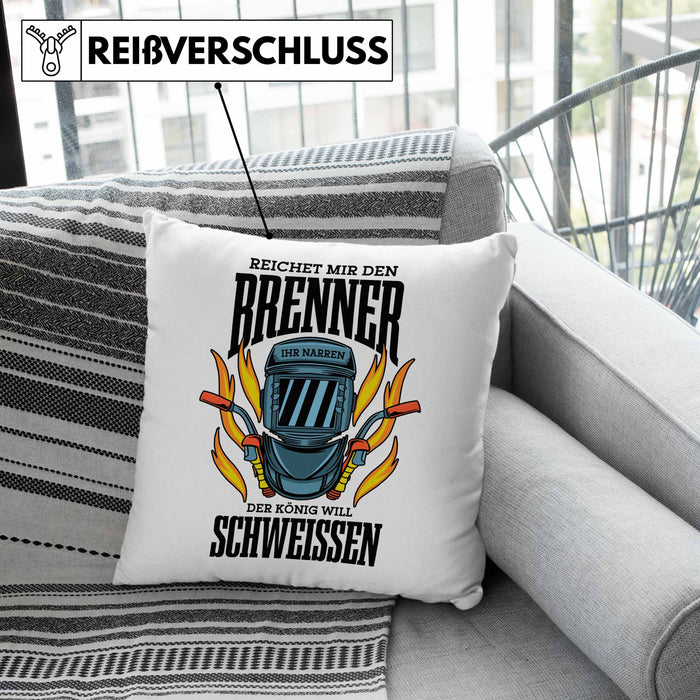 Schweißen Kissen mit Füllung 40x40 Geschenk Schmied Schweißer Geschenkidee Metallbauer (Grau) Grau Trendation