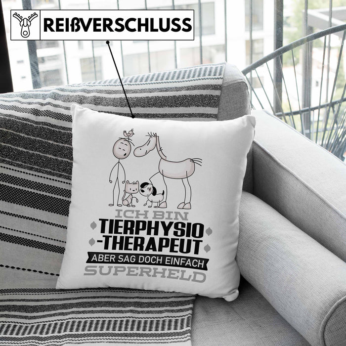Tierphysiotherapeut Geschenk Kissen mit Füllung 40x40 Ich Bin Tierphysiotherapeut Aber Sag Doch Einfach Superheld Lustige Geschenkdiee für Tierphysiotherapeut (Grau) Grau Trendation