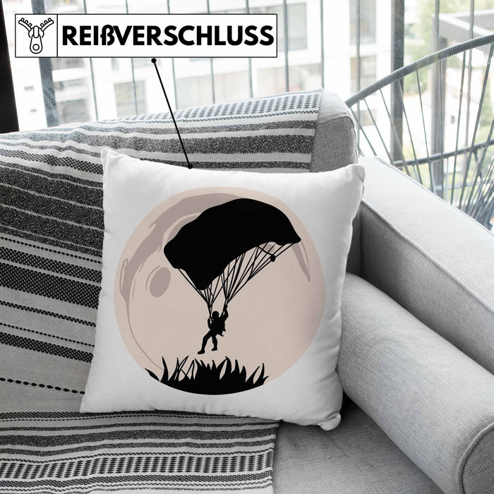 Lustige Kissen mit Füllung 40x40 für Paragliding- und Fallschirmspringer Geschenk Abenteurer (Grau) Grün Trendation