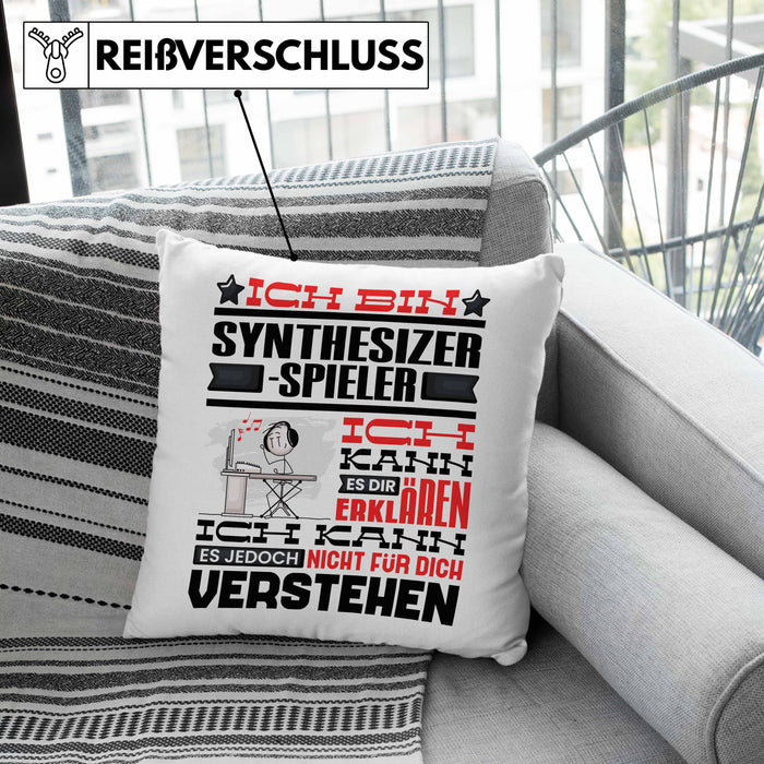 Synthesizer-Spieler Geschenk Kissen mit Füllung 40x40 Lustige Geschenkdiee für einen Synthesizer-Spieler Geburtstag Ich Bin Synthesizer-Spieler Ich Kann Es Dir Erklären Aber Nicht Für Dich Verstehen (Grau) Rosa Trendation