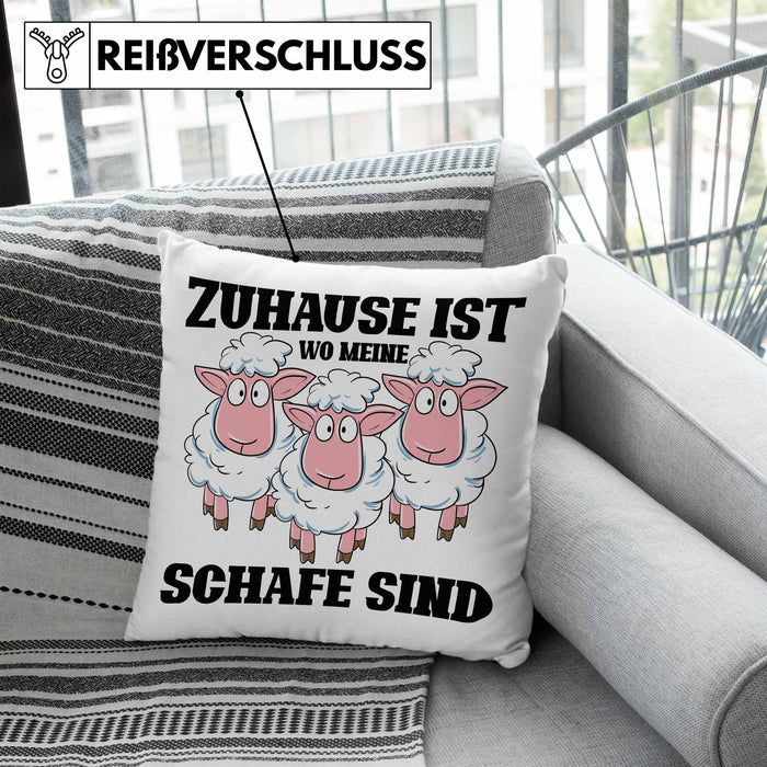 Lustige Kissen mit Füllung 40x40 Schaf Liebhaber Hirte Geschenk zum Geburtstag (Grau) Blau Trendation