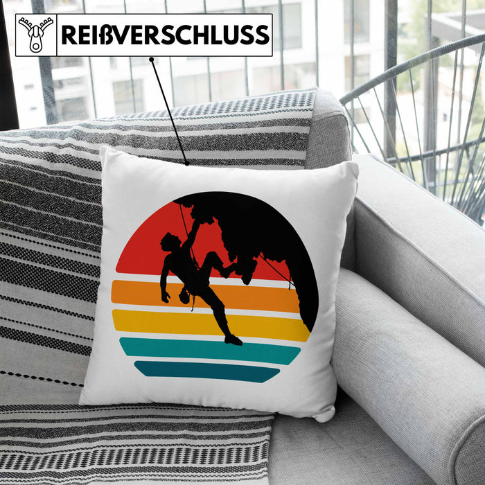 Bouldern Kissen mit Füllung 40x40 Klettern Grafik Geschenk für Kletterfans Boulderer (Grau) Blau Trendation
