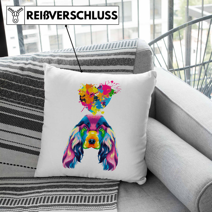Cocker Spaniel Herz Farbe Besitzer Kissen mit Füllung 40x40 Geschenk Lustiger Spruch Geschenkidee Cocker Spaniel Liebhaber (Grau) Grün Trendation