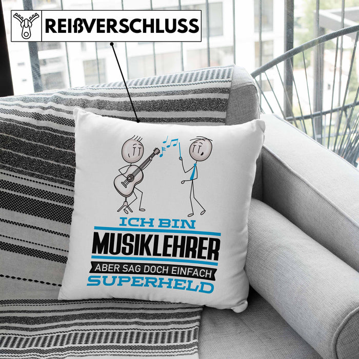 Musiklehrer Geschenk Kissen mit Füllung 40x40 Ich Bin Musiklehrer Aber Sag Doch Einfach Superheld Lustige Geschenkdiee für Musiklehrer (Grau) Grau Trendation