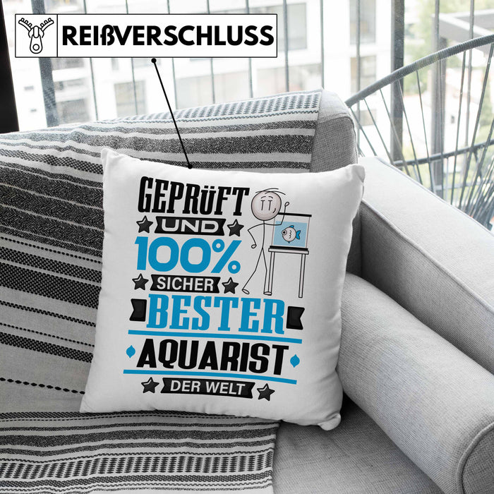 Aquarist Geschenk Lustiger Spruch für Aquarist Geschenkidee Bester Aquarist Der WeltKissen mit Füllung 40x40 (Grau) Rosa Trendation