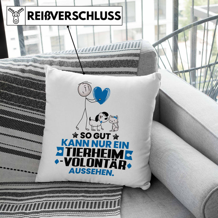 Tierheimvolontär Geschenk Kissen mit Füllung 40x40 So Gut Kann Nur Ein Tierheimvolontär Aussehen Geschenkidee (Grau) Grün Trendation