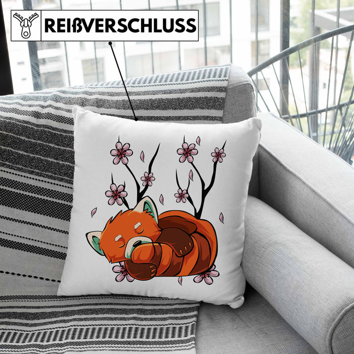 Lustige Roter Panda Kissen mit Füllung 40x40 - Ein süßes Geschenk für Panda-Liebhaber (Grau) Grau Trendation