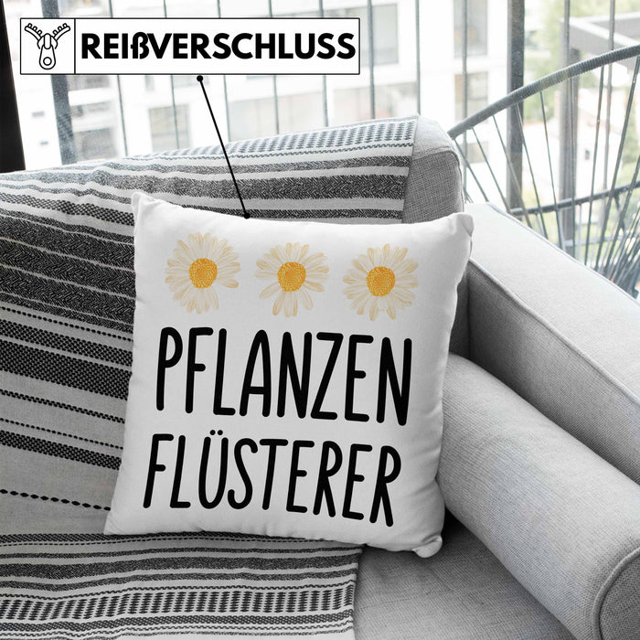 Pflanzenflüsterer Gärtner Kissen mit Füllung 40x40 mit Spruch Garten Hobbygärtner Geschenk Lustig Gärtnerin Geschenkidee (Grau) Blau Trendation
