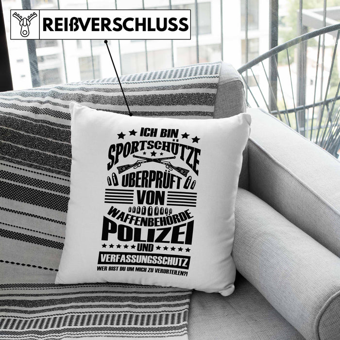 Lustige Schießen-Kissen mit Füllung 40x40 für Sportschützen Geschenk Ich Bin Sportschütze (Grau) Grün Trendation