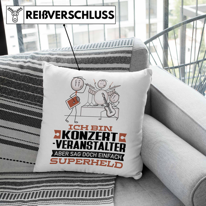 Konzertveranstalter Geschenk Kissen mit Füllung 40x40 Ich Bin Konzertveranstalter Aber Sag Doch Einfach Superheld Lustige Geschenkdiee für Konzertveranstalter (Grau) Grau Trendation