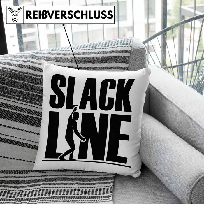 Lustige Kissen mit Füllung 40x40 für Slackliner Geschenk Slackline (Grau) Grün Trendation