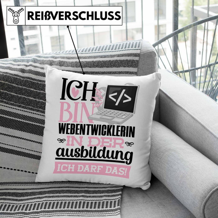 Webentwicklerin Ausbildung Start Geschenk Kissen mit Füllung 40x40 Ich Bin Webentwicklerin In Der Ausbildung Ich Darf Das Geschenkidee (Grau) Grün Trendation