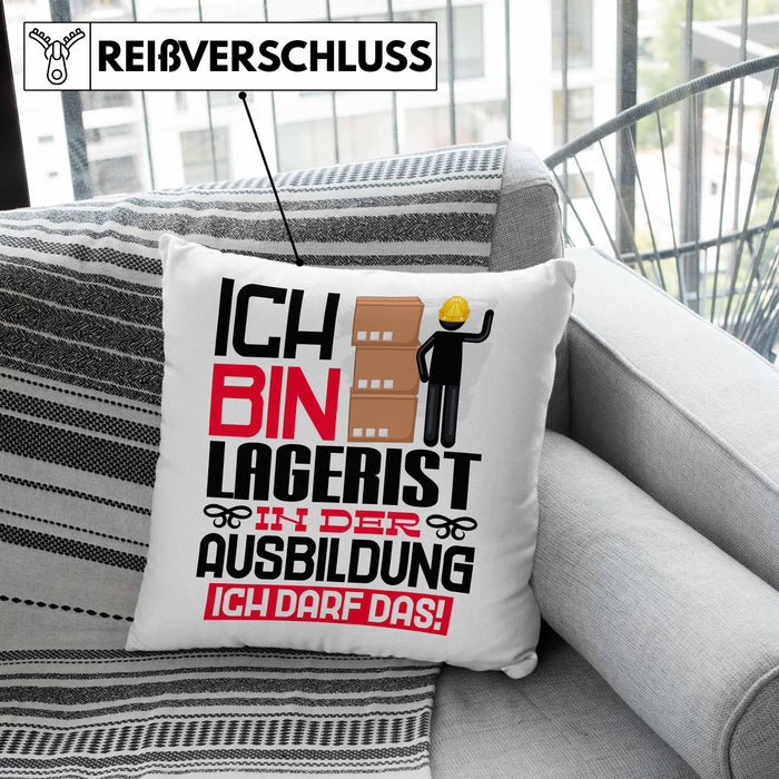 Lagerist Ausbildung Kissen mit Füllung 40x40 Geschenk Ich Bin Lagerist In Der Ausbildung Ich Darf Das Geschenkidee Spruch (Grau) Grau Trendation