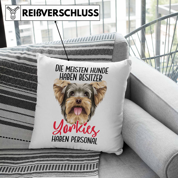 Yorkie-Besitzer Geschenk Kissen mit Füllung 40x40 Hund Yorkie Liebhaber Geschenkidee Die Meisten Hunde Haben Besitzer Yorkies Haben Personal (Grau) Rosa Trendation