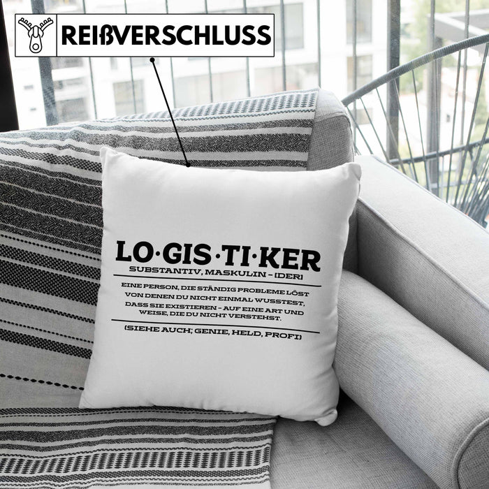 Lustige Kissen mit Füllung 40x40 für Logistiker Spruch Geschenkidee Logistik (Grau) Grün Trendation