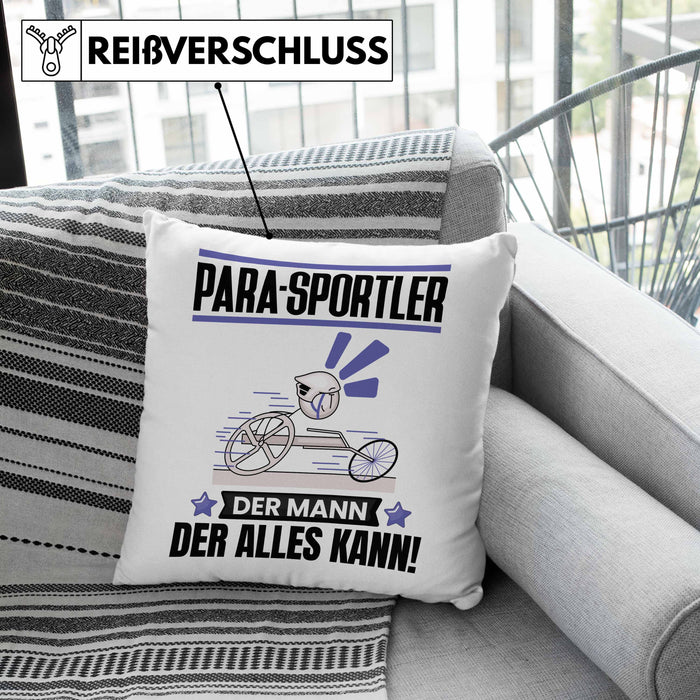 Para-Sportler Kissen mit Füllung 40x40 Geschenk für Para-Sportler Der Mann Der Alles Kann Geschenkidee zum Geburtstag (Grau) Grün Trendation