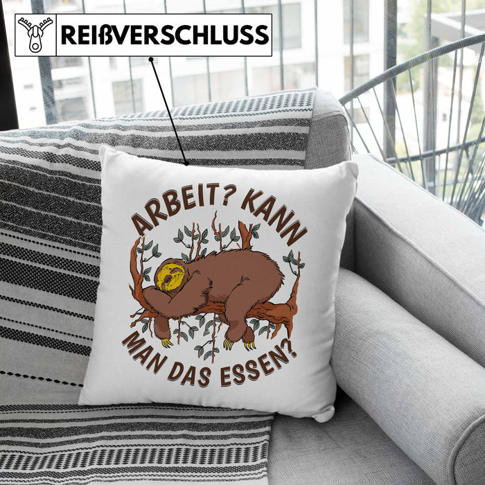 Faultier Kissen mit Füllung 40x40 Geschenk Faullenzer Arbeit Kann Man Das Essen Freundin Geschenkidee (Grau) Grün Trendation