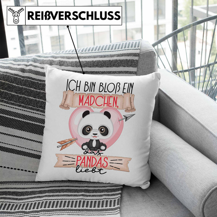 Pandas Kissen mit Füllung 40x40 Geschenk Frauen Ich Bin Bloß Ein Mädchen Das Pandas Liebt Pandaliebhaberin Geschenk Spruch Geburtstag (Grau) Blau Trendation