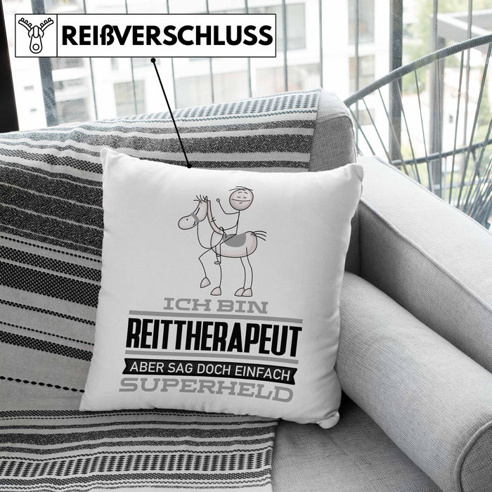 Reittherapeut Geschenk Kissen mit Füllung 40x40 Ich Bin Reittherapeut Aber Sag Doch Einfach Superheld Lustige Geschenkdiee für Reittherapeut (Grau) Grün Trendation