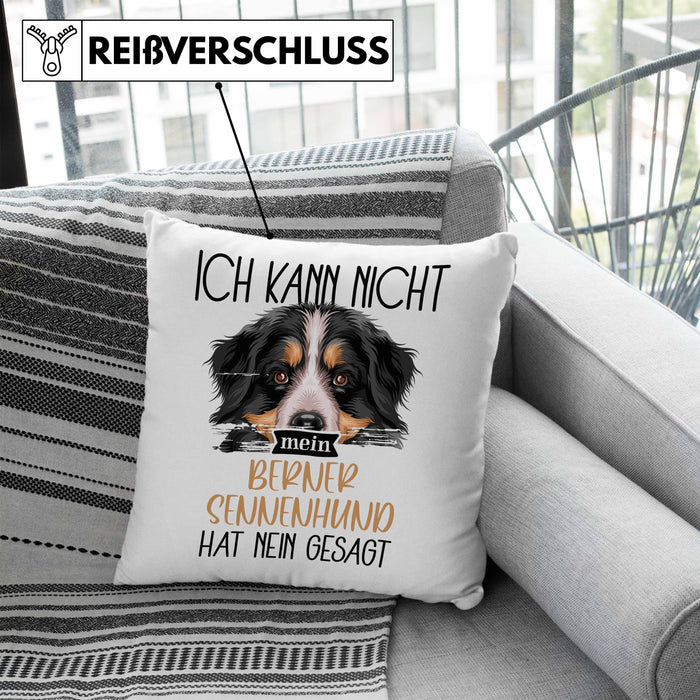 Berner Sennen Besitzer Kissen mit Füllung 40x40 Geschenk Lustiger Spruch Geschenkidee Ich Kann Nicht Mein Berner Sennen Hat Nein Gesagt (Grau) Blau Trendation