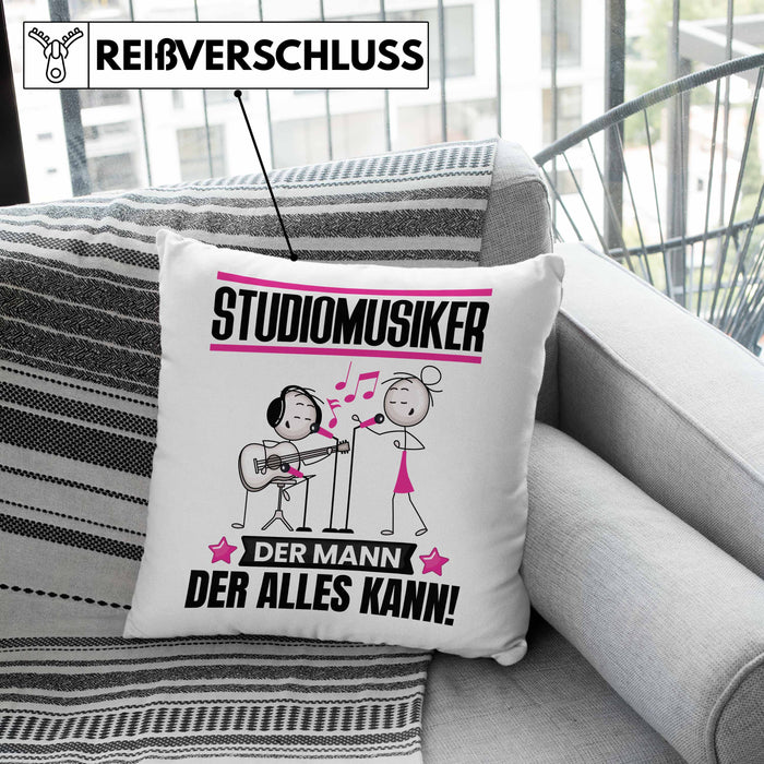 Studiomusiker Kissen mit Füllung 40x40 Geschenk für Studiomusiker Der Mann Der Alles Kann Geschenkidee zum Geburtstag (Grau) Rosa Trendation