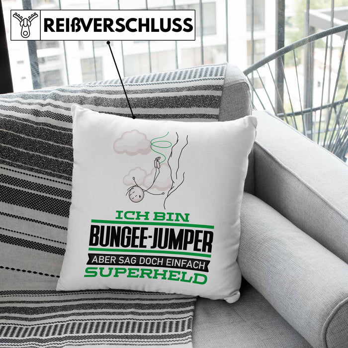 Bungee-Jumper Geschenk Kissen mit Füllung 40x40 Ich Bin Bungee-Jumper Aber Sag Doch Einfach Superheld Lustige Geschenkdiee für Bungee-Jumper (Grau) Rosa Trendation