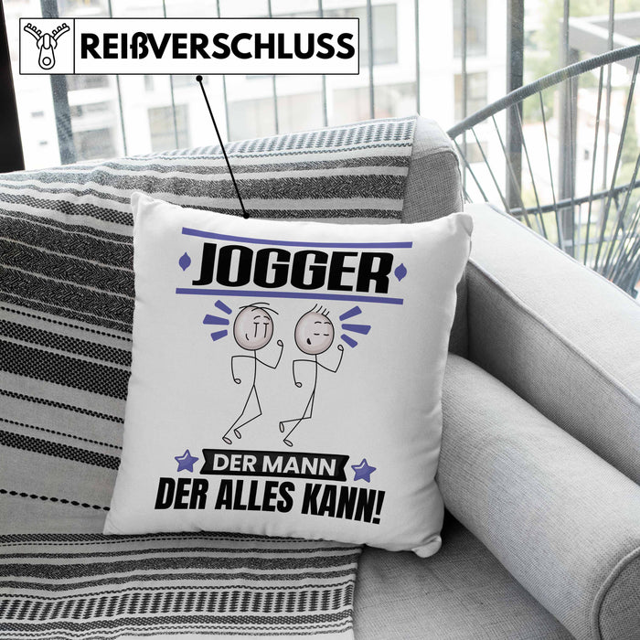 Jogger Kissen mit Füllung 40x40 Geschenk für Jogger Der Mann Der Alles Kann Geschenkidee zum Geburtstag (Grau) Grün Trendation