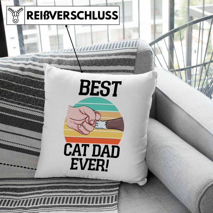 Geschenkidee für Katzen-Papa Kissen mit Füllung 40x40 Katzenmotiv Best Cat Dad Ever (Grau) Rosa Trendation