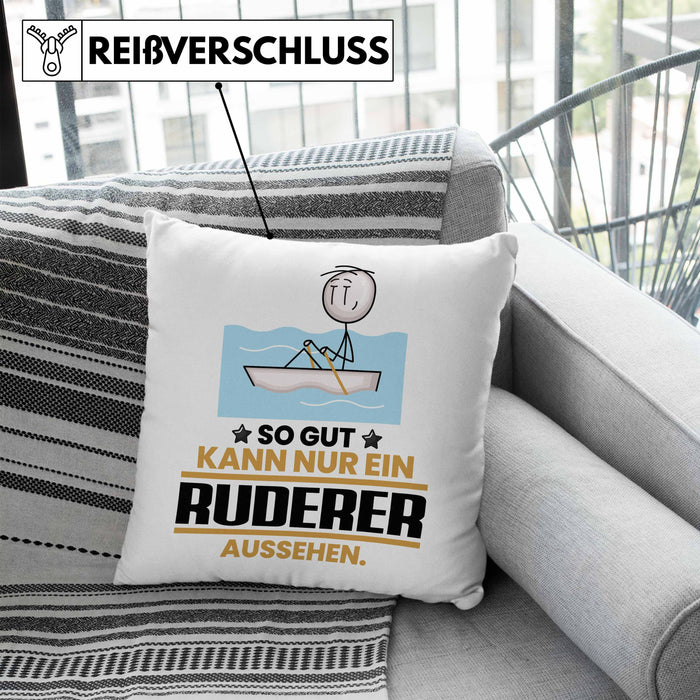 Ruderer Geschenk Kissen mit Füllung 40x40 So Gut Kann Nur Ein Ruderer Aussehen Geschenkidee (Grau) Blau Trendation