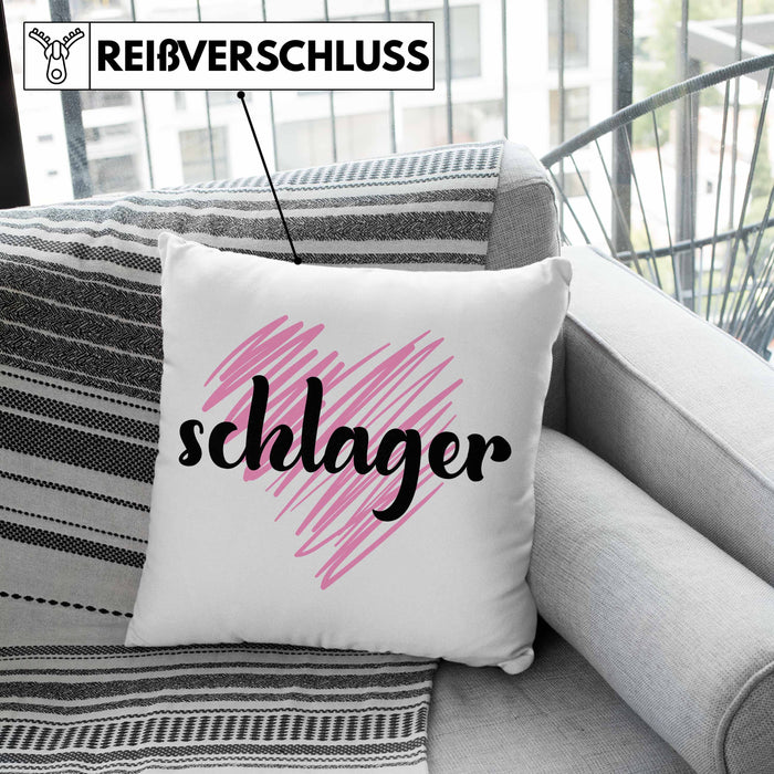 Kissen mit Füllung 40x40 Geschenk für Schlager Fans Kissen mit Füllung 40x40 Musikmotiv Spruch (Grau) Rosa Trendation