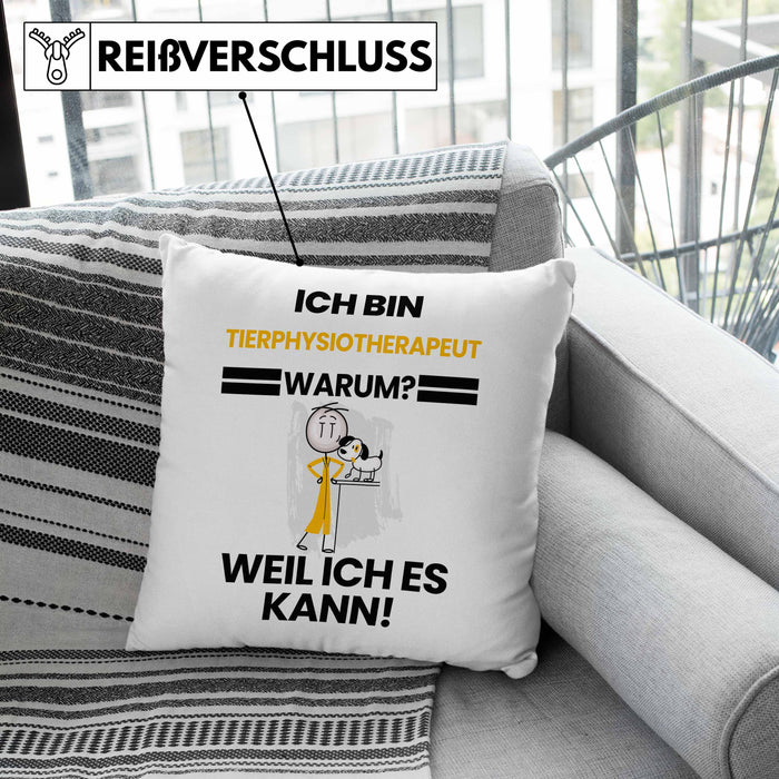 Tierphysiotherapeut Geschenk Kissen mit Füllung 40x40 Lustiger Spruch Ich Bin Tierphysiotherapeut Warum Weil Ich Es Kann Geschenkidee Bester Tierphysiotherapeut Geburtstag (Grau) Grün Trendation