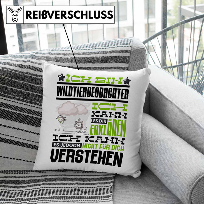 Wildtierbeobachter Geschenk Kaffee-Kissen mit Füllung 40x40 Geschenkidee für Wildtierbeobachter Ich Bin Wildtierbeobachter Ich Kann Es Dir Erklären Jedoch Nicht Für Dich Verstehen Spruch Lustig (Grau) Rosa Trendation