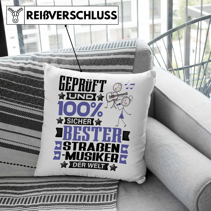 Straßenmusiker Geschenk Lustiger Spruch für Straßenmusiker Geschenkidee Bester Straßenmusiker Der WeltKissen mit Füllung 40x40 (Grau) Grau Trendation