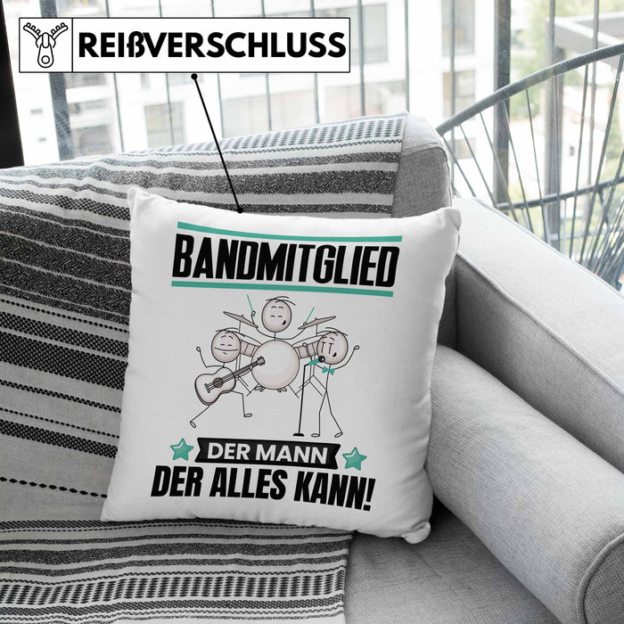 Bandmitglied Kissen mit Füllung 40x40 Geschenk für Bandmitglied Der Mann Der Alles Kann Geschenkidee zum Geburtstag (Grau) Rosa Trendation