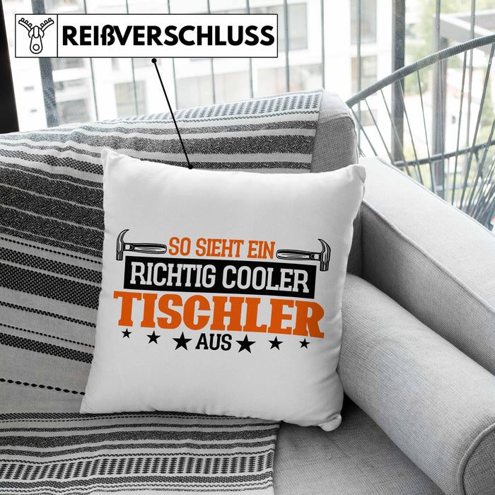 Kissen mit Füllung 40x40 Geschenk für Tischler Spruch So Sieht Ein Richtige Cooler Tischler Aus (Grau) Grau Trendation