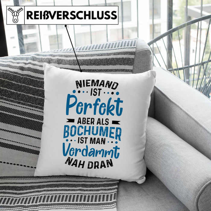 Bochum Kissen mit Füllung 40x40 Geschenk Bochumer Geschenkidee Niemand Ist Perfekt Aber Als Bochumer (Grau) Rosa Trendation