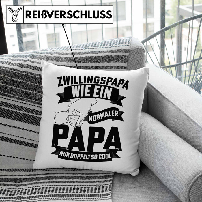Zwillings-Papa Kissen mit Füllung 40x40 Geschenk WIe Ein Normaler Papa Nur Doppelt So Cool Vatertag Geschenkidee Zwillinge (Grau) Grün Trendation