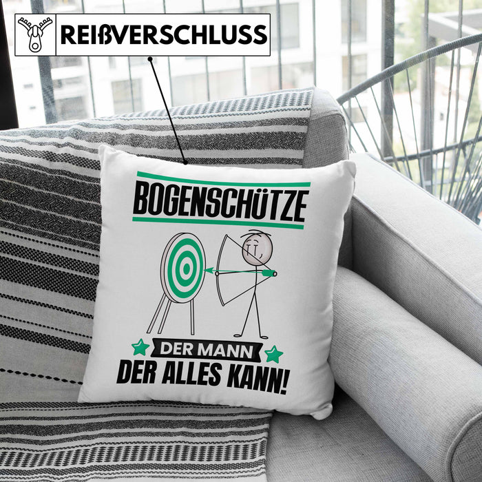 Bogenschütze Kissen mit Füllung 40x40 Geschenk für Bogenschütze Der Mann Der Alles Kann Geschenkidee zum Geburtstag (Grau) Grau Trendation