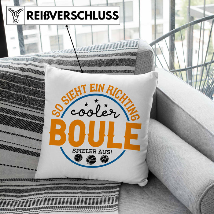Boule Kissen mit Füllung 40x40 "So Sieht Ein Richtig Cooler Boule Spieler Aus" Kissen mit Füllung 40x40 - Geschenk für Boule-Fans mit Spruch (Grau) Grün Trendation