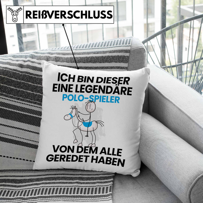 Polo-Spieler Geschenk Kissen mit Füllung 40x40 Lustige Geschenkidee Geburtstag für Polo-Spieler Ich Bin Dieser Legendäre Polo-Spieler Von Dem Alle Geredet Haben (Grau) Grau Trendation