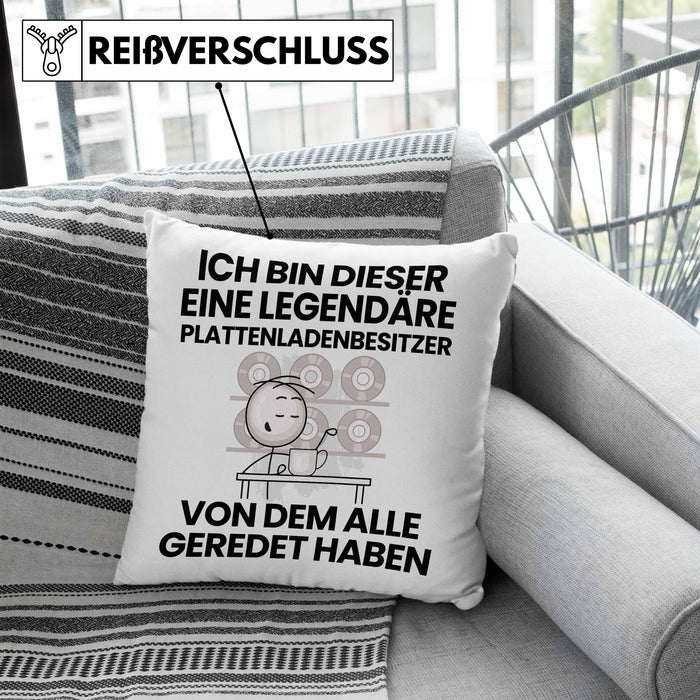 Plattenladenbesitzer Geschenk Kissen mit Füllung 40x40 Lustige Geschenkidee Geburtstag für Plattenladenbesitzer Ich Bin Dieser Legendäre Plattenladenbesitzer Von Dem Alle Geredet Haben (Grau) Blau Trendation