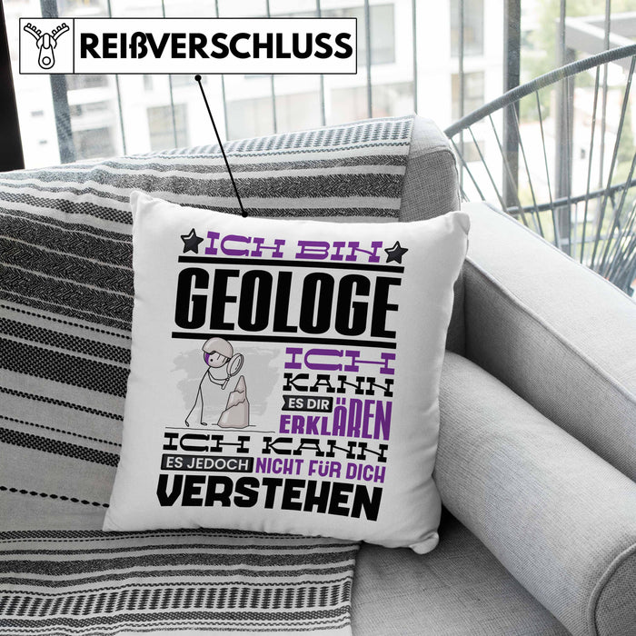 Geologe Geschenk Kissen mit Füllung 40x40 Geschenkidee für Geologe Geburtstag Lustiger Spruch Ich Bin Geologe Ich Kann Es Dir Erklären Aber Nicht Für Dich Verstehen (Grau) Grau Trendation